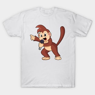 Monkey as Singer with Microphone T-Shirt